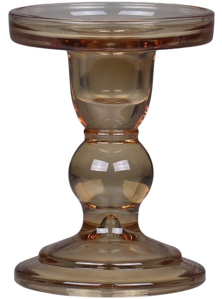 Karamelový sklenený svietnik Pillar - Ø 8,5*11,5 cm - Chic Antique