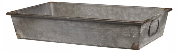 Plechový zinkový podnos s uchami Willy - 50*30*10 cm - Chic Antique