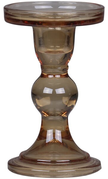 Karamelový sklenený svietnik Pillar - Ø 8,5*14 cm - Chic Antique
