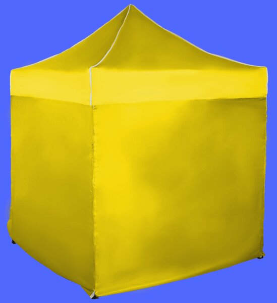 Rýchlorozkladací nožnicový stan 2x2m – oceľový, Žltá, 4 bočné plachty