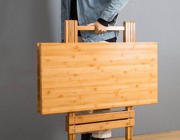 KONDELA Stôl, prírodný bambus, 58x58 cm, DENICE