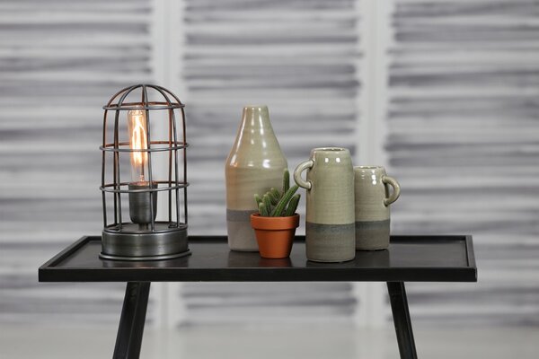 Šedá kovová stolná lampa Carandira - Ø14*25cm / E27 - Light & Living
