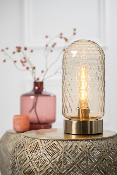 Jantárovo-bronzová kovová stolná lampa Domani - Ø15*33cm / E27 - Light & Living