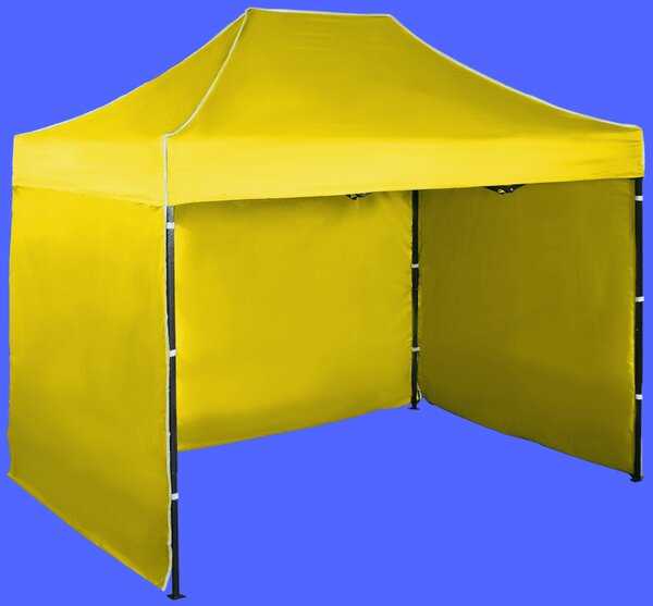 Rýchlorozkladací nožnicový stan 2x3m - oceľový, Žltá, 3 bočné plachty