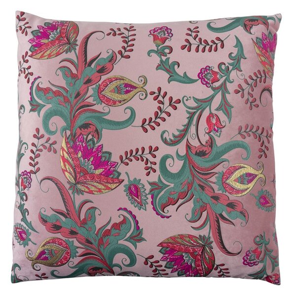 Ružový štvorcový vankúš s kvetmi Paisley - 45*45*15cm - Mars & More
