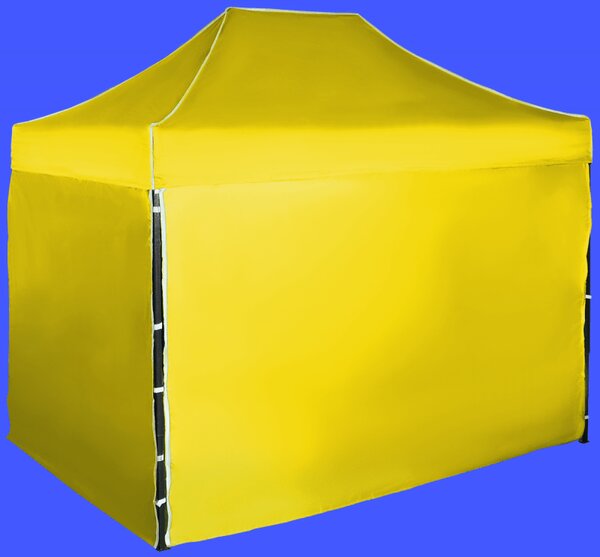 Rýchlorozkladací nožnicový stan 2x3m - oceľový, Žltá, 4 bočné plachty