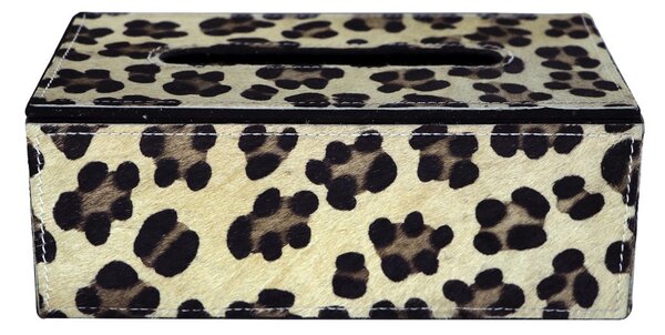 Kožený zásobník na papierové vreckovky Leopard - 25*14*9 cm - Mars & More