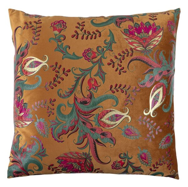Oranžový štvorcový vankúš s kvetmi Paisley - 45*45*15cm - Mars & More