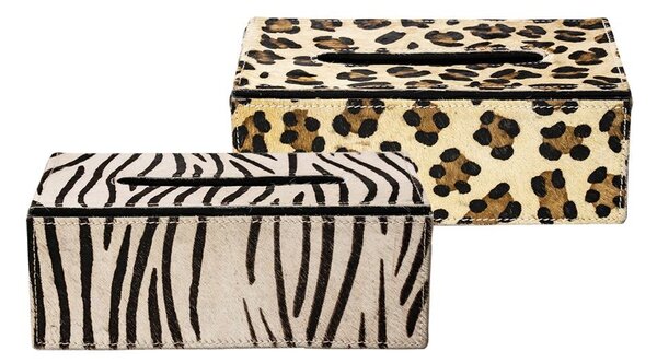 Kožený zásobník na papierové vreckovky Leopard - 25*14*9 cm - Mars & More