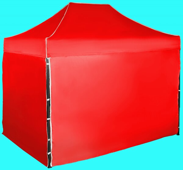 Rýchlorozkladací nožnicový stan 2x3m - oceľový, Červená, 4 bočné plachty