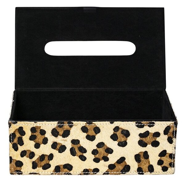 Kožený zásobník na papierové vreckovky Leopard - 25*14*9 cm - Mars & More
