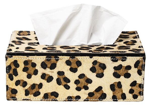 Kožený zásobník na papierové vreckovky Leopard - 25*14*9 cm - Mars & More