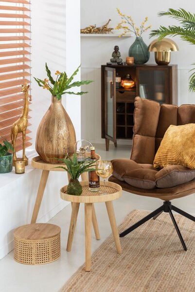 Set 2ks okrúhlych ratanových stolíkov s výpletom Boom - Ø 51*54cm - J-Line by Jolipa