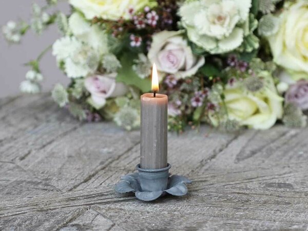 Zinkový antik svietnik na úzku sviečku Flower - Ø 6,5*2cm - Chic Antique