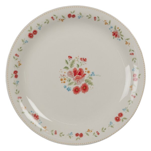 Porcelánový dezertný tanier s kvetmi Little Rose Collection - Ø 20*2 cm - Clayre & Eef