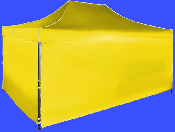 Rýchlorozkladací nožnicový stan 3x4,5m – oceľový, Žltá, 4 bočné plachty