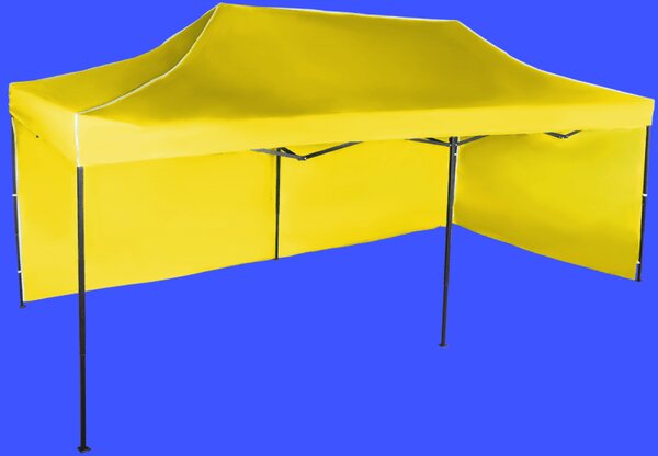 Rýchlorozkladací nožnicový stan 3x6m – oceľový, Žltá, 2 bočné plachty