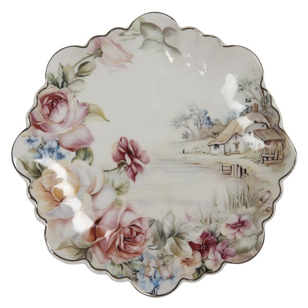 Dezertný tanier v dekore a tvare kvety Fionne - Ø 19*2 cm - Clayre & Eef
