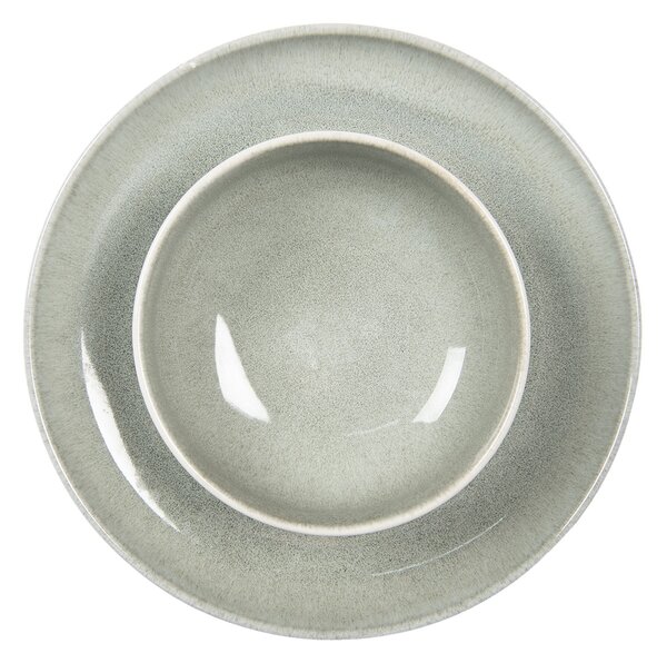 Zeleno-sivý keramický tanier Kasey - Ø 28*3 cm - Clayre & Eef