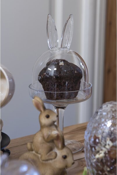 Sklenený podnos na nohe s poklopom a uškami - Ø 11*24 cm - Clayre & Eef