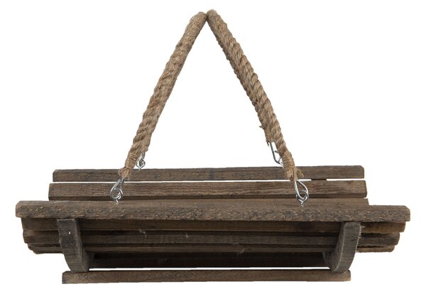 Drevený polkruhový košík s jutovými ušami - 40*29*10 cm - Clayre & Eef