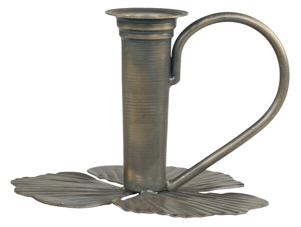 Bronzový antik svietnik na úzku sviečku Leaves - 13*12*9cm - Chic Antique