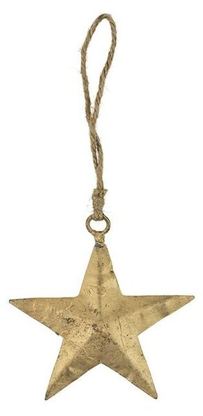Dekorácia zlatá antik kovová hviezda na jutovom povrázku - 10*0,3*10cm - Mars & More