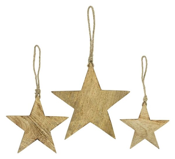 Dekorácia prírodná drevená hviezda na povrázku - 15*2*15cm - Mars & More