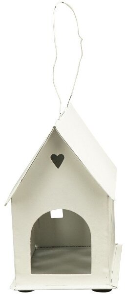 Krémový antik kovový domček na sviečku ClairBlanc - 12*7*11cm - Exner