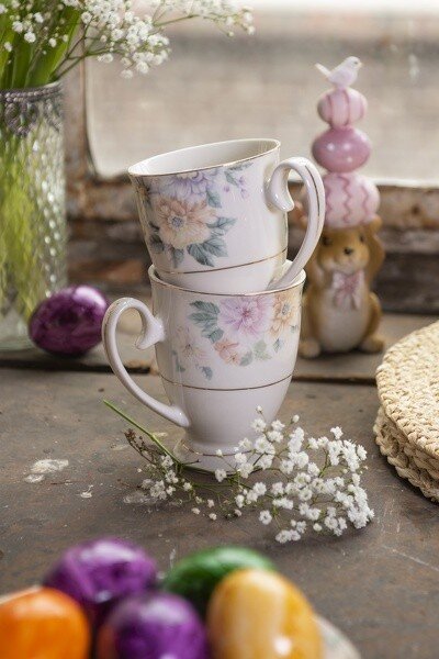 Porcelánový dezertný tanierik s kvetinami Flowers - Ø 20*2 cm - Clayre & Eef