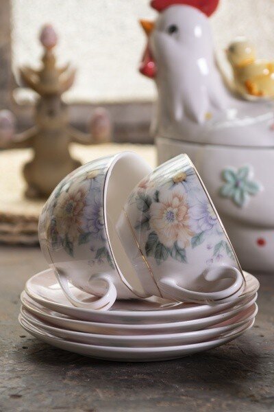 Porcelánový dezertný tanierik s kvetinami Flowers - Ø 20*2 cm - Clayre & Eef