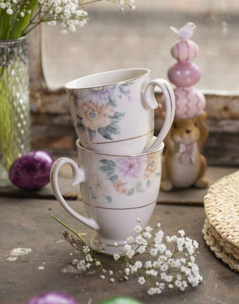 Porcelánový hrnček s kvetinami Flowers - 11*8*10 cm / 300 ml - Clayre & Eef