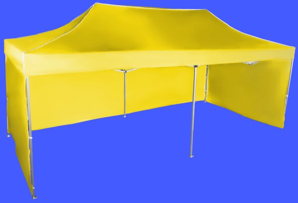 Rýchlorozkladací nožnicový stan 3x6m – hliníkový, Žltá, 3 bočné plachty