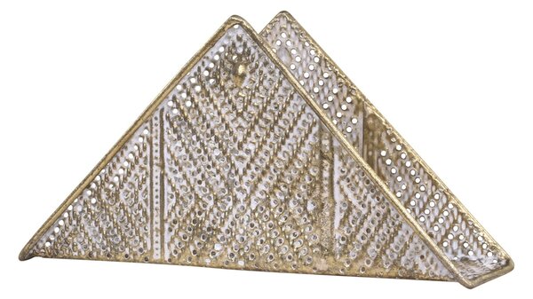 Zlatý kovový držiak na obrúsky so zdobením a patinou Vire - 17 * 5 * 9cm - Chic Antique