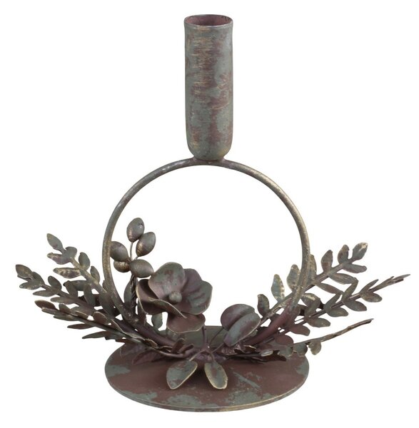 Mosadzný antik kovový svietnik na úzku sviečku Leite - 19*12*18cm - Chic Antique
