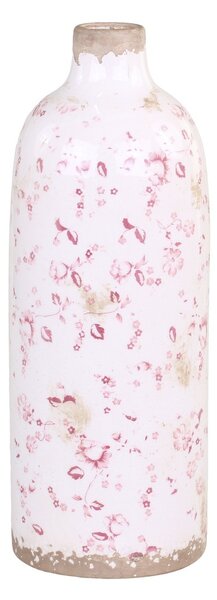 Keramická dekoračná váza s ružovými kvetmi Floral Cannes - Ø 11*31cm - Chic Antique