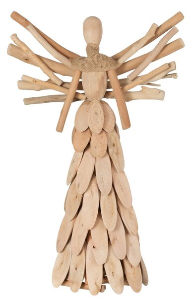 Prírodný drevený anjel z vetvičiek so šatkou Scarf branches - 30*10*49cm - J-Line by Jolipa