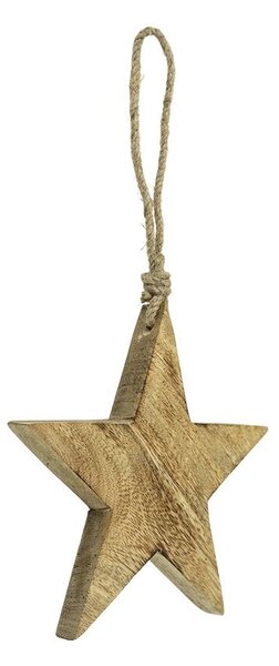 Dekorácia prírodná drevená hviezda na povrázku - 15*2*15cm - Mars & More