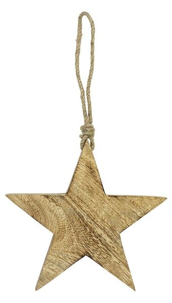 Dekorácia prírodná drevená hviezda na povrázku - 15*2*15cm - Mars & More