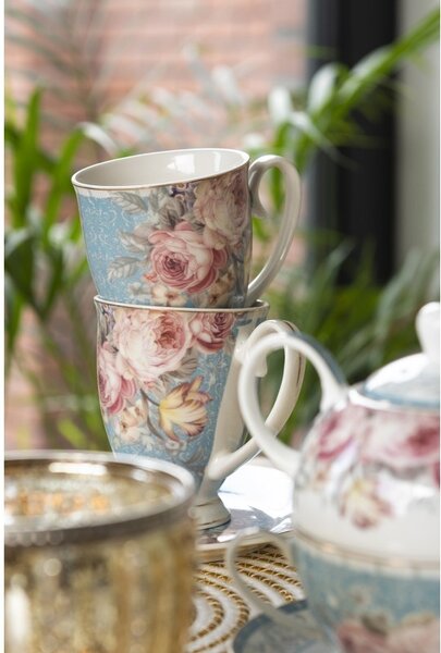 Porcelánový hrnček so zlatou linkou Peony Rosé - 11*8*10 cm / 300 ml - Clayre & Eef