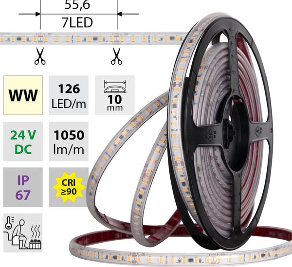 MCLED, LED pásik do sauny teplá biela