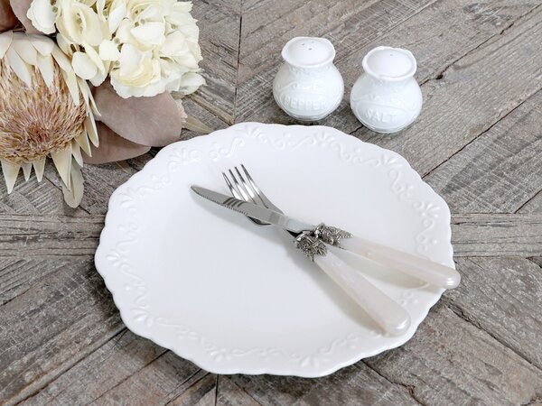 Porcelánový jedálenský tanier s čipkou Provence lace - Ø 27cm - Chic Antique