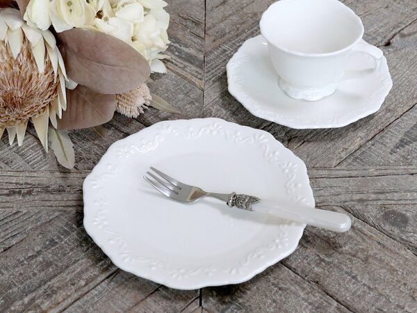 Porcelánový dezertný tanierik s čipkou Provence lace - Ø 19cm - Chic Antique