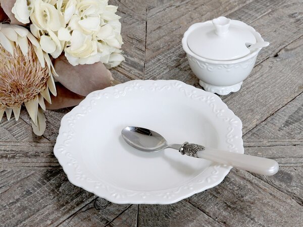 Porcelánový polievkový tanier s čipkou Provence lace - Ø 21cm / 0.25L - Chic Antique
