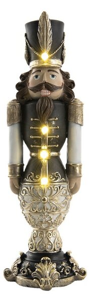 Dekorácia luskáčik v čiernom a LED svetielka - 19*19*58 cm - Clayre & Eef