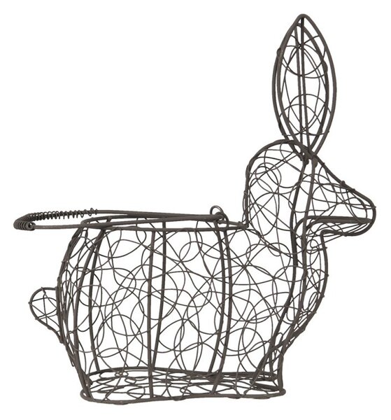 Hnedý dekoračný drôtený košík v tvare králika - 26*15*28 cm - Clayre & Eef