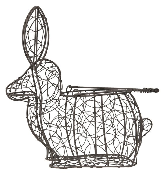Hnedý dekoračný drôtený košík v tvare králika - 26*15*28 cm - Clayre & Eef