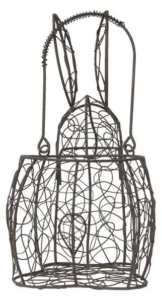 Hnedý dekoračný drôtený košík v tvare králika - 26*15*28 cm - Clayre & Eef