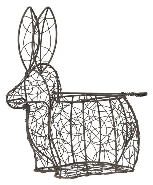 Hnedý dekoračný drôtený košík v tvare králika - 26*15*28 cm - Clayre & Eef