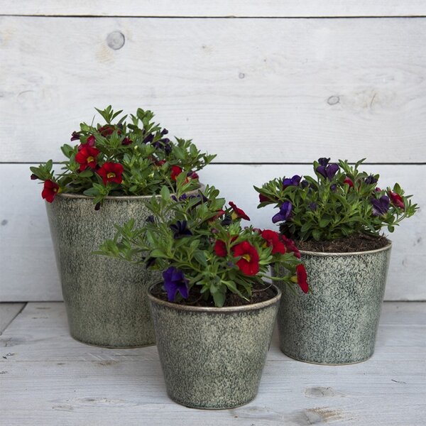 Zelený dekoračný obal na kvetináč Mion XL - Ø 19*18 cm - Clayre & Eef